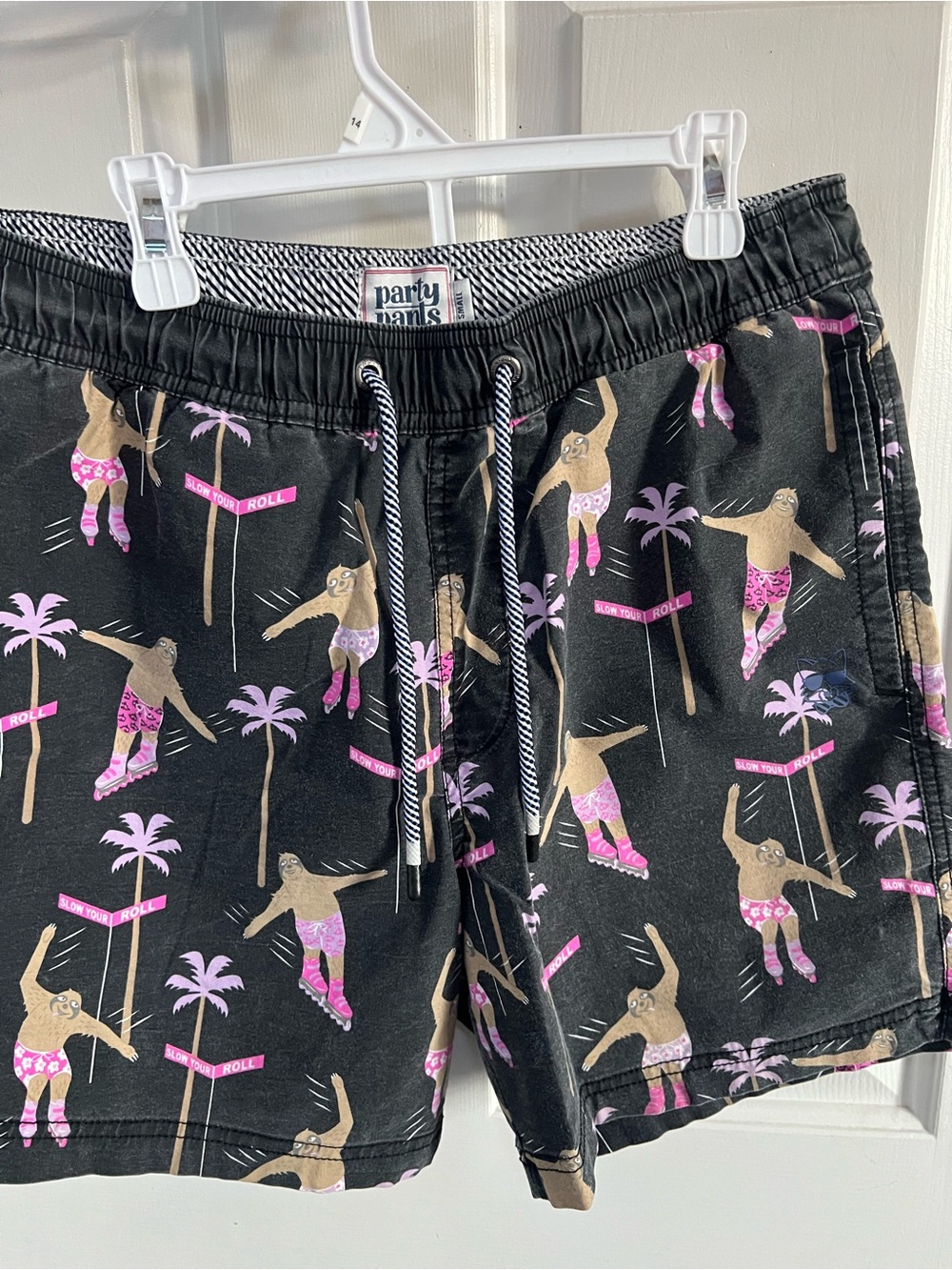 Party Pants Black Sloth Print Shorts - size small